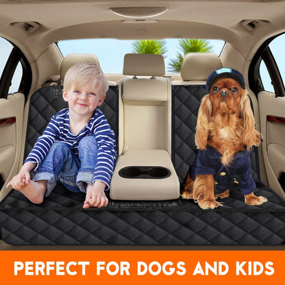 Premium Waterproof Dog Car Seat Cover - Durable Rear Seat Protector for Cars, SUVs & Trucks (53" Width) - Fits Middle Armrest - Black