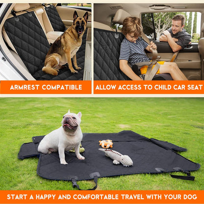 Premium Waterproof Dog Car Seat Cover - Durable Rear Seat Protector for Cars, SUVs & Trucks (53" Width) - Fits Middle Armrest - Black