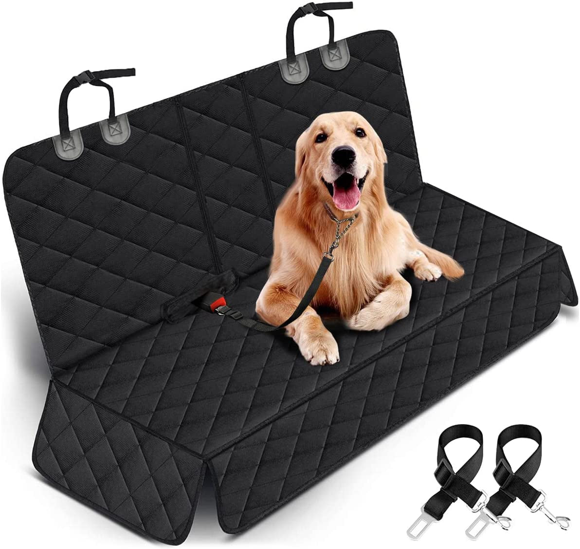 Premium Waterproof Dog Car Seat Cover - Durable Rear Seat Protector for Cars, SUVs & Trucks (53" Width) - Fits Middle Armrest - Black